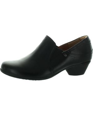 Cobb Hill Solid Leather Loafer Heels - Black
