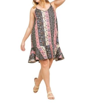 Umgee Floral Print Midi Dress - Black