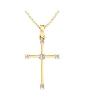 SuperJeweler Thydiamond 0.06 Carat Slim Diamond Cross Necklacen - Metallic