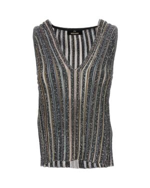 Missoni Multicolored Sequin Ribbed Lamé Tank Top - Black