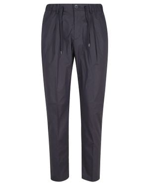 Herno Light Stretch Drawstring Elastic-Waistband Cotton Pants - Blue