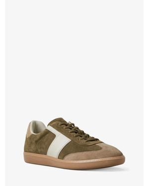 Michael Kors Jovie Color-Block Suede Sneaker - Natural