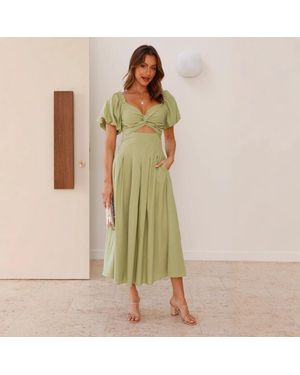 TRUEDAMES Sexy Hollow Senior Sense Slim A Word Waist And Long Dress - Green