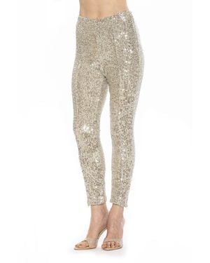 Alexia Admor Sequin Stretch High-Waist Leggings - Natural