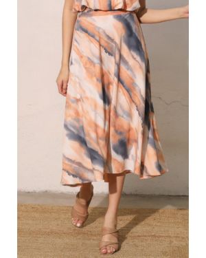 TRUEDAMES Cloud Tie Dye Midi Swing Skirt - Pink