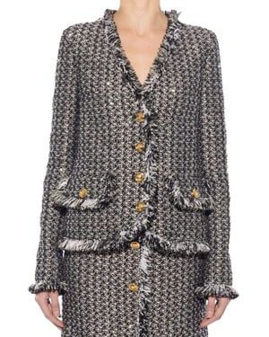 Giambattista Valli Boucle Jacket With Fringe Detail - Gray
