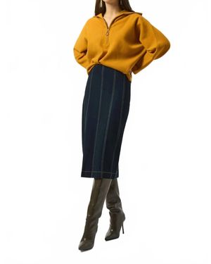 Joseph Ribkoff Stretch Denim Pencil Skirt - Blue