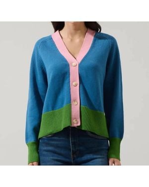 Sugarlips Hendria Long Sleeve V-Neck Cardigan - Blue