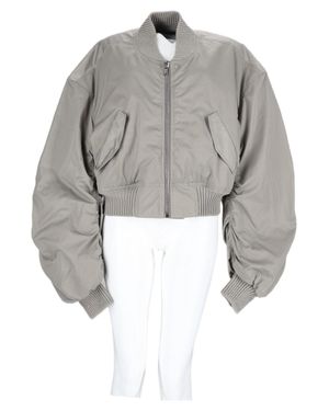 Rick Owens Ruched Sleeves Ruched Nylon-Blend Bomber Jacket - Gray