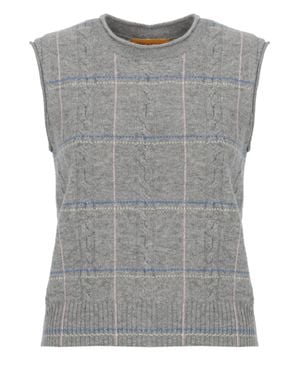 Guest In Residence Check Woven Cashmere Vest - Gray