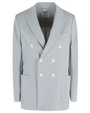 Circolo 1901 Masculine Jacket Ox Honeycomb Double-Breasted Cotton Blazer - Gray