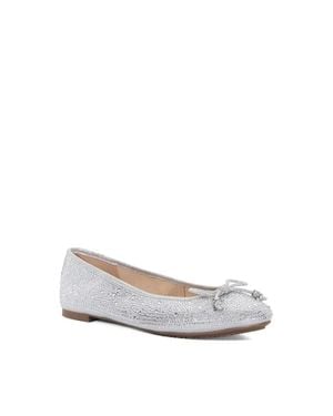 Dune Hallis Ballet Flat Diamantes Slip On Round Toe Htat1030 - White