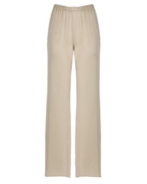 Antonelli Rapolano Elastic Waist Silk Straight-Leg Pants - Natural