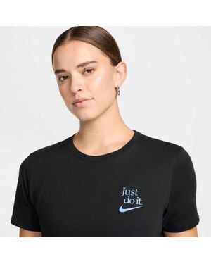 Nike T-Shirt Graphic Print Cotton Short Sleeve Ups1382 - Black