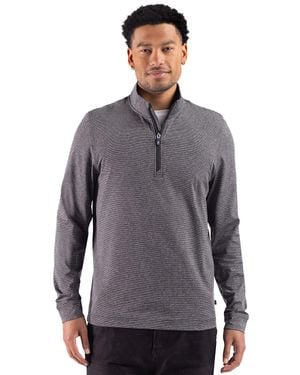 Cutter & Buck Adapt Recycled Soft Knit Stripe Quarter Zip Pullover - Gray