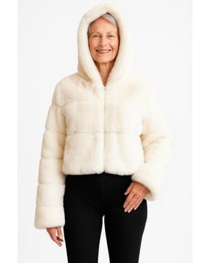 TRUEDAMES Faux Fur Hooded Jacket - White