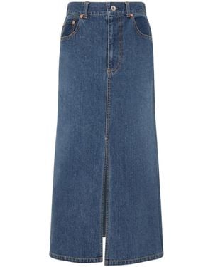 Sacai Mid-Length Denim Skirt With Flared Design - Blue