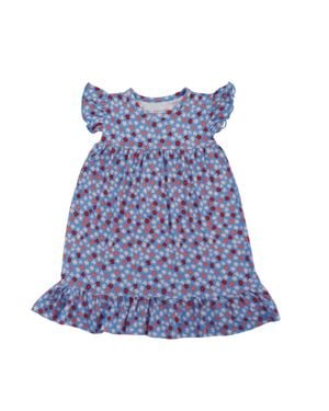 Small Shop Kids Ditsy Floral Ruffle Dress - Blue