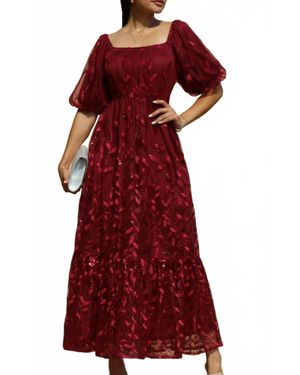 Dress Day Sequins Mesh Long Dress - Red