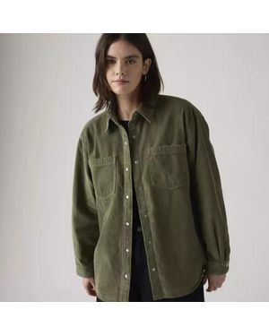 Levi's Iris Overshirt Corduroy Cotton Snap Button Relaxed Jax1460 - Green