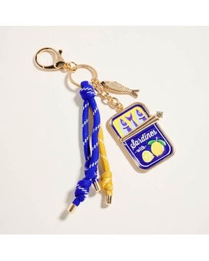 Fashnzfab Sardine Can Charm Accent Knotted Cords Drop Bag Charm Keychain - Blue