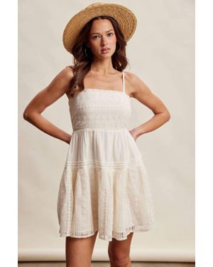 Listicle Lace Tiered Mini Dress - Natural