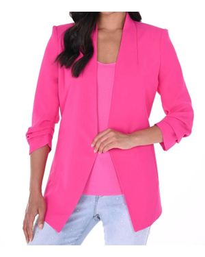FRANK LYMAN Open Front Woven Blazer - Pink