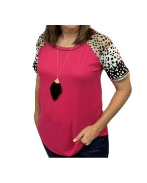Bibi Printed Sleeve Tee Top - Pink