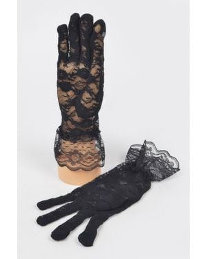 Fashnzfab Delicate Lace Gloves - Black