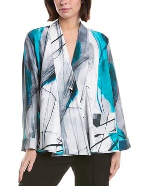 Lemon Grass Reversible Buttoned Cape Jacket - Blue