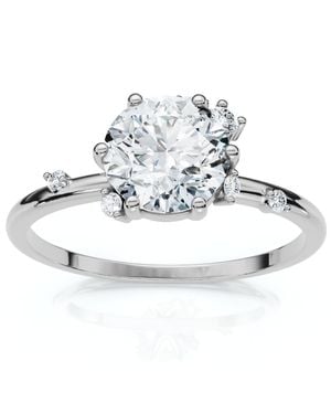 Pompeii3 1Ct Diamond Flame Engagement Ring 14K Lab Grown Ef/Vs - Metallic