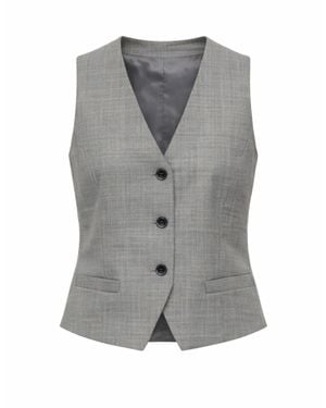 Nine:inthe:morning Iron Ariele Tailored Wool-Blend V-Neck Vest - Gray