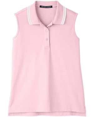 Devon & Jones Crownlux Performanceplaited Tipped Sleeveless Polo - Pink