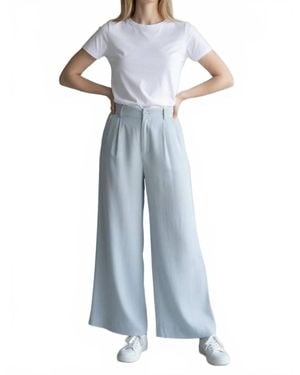 Dex Pleated Detail Elastic Back Wide Leg Pants - Blue