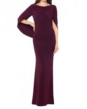 Betsy & Adam Miriam Long Jersey Draped Back Gown - Purple