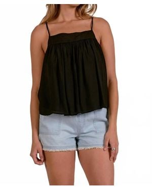 Elan Luna Square Neck Tank Top - Black