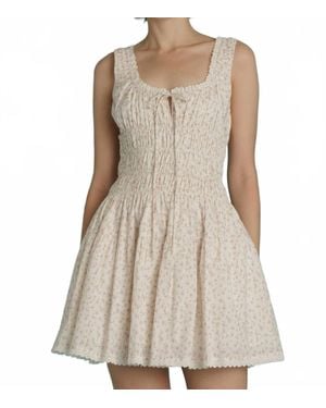 AUREUM Eyelet Trim Floral Mini Dress - Natural