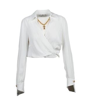 Elisabetta Franchi Wrap Front Viscose Blouse - White