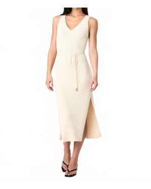 French Connection Terry Spun V Neck Midi Dress - Natural