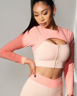 TRUEDAMES Color Block Activewear Top - Gray
