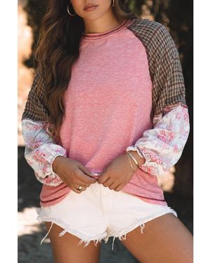 66Disco Patchwork Raglan Sleeve Top - Pink