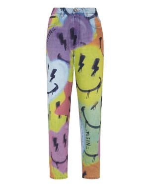 Philipp Plein Denim Pants Mom Fit Smile - Blue