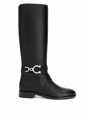 Ferragamo Sarah Leather Knee-High Boot - Black