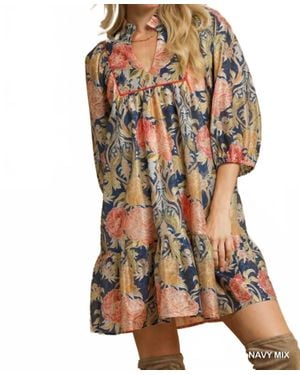 Umgee Fall Floral Dress - Multicolor