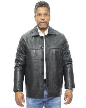 Infinity Leather Cowhide Leather Box Jacket-Mendoza - Gray