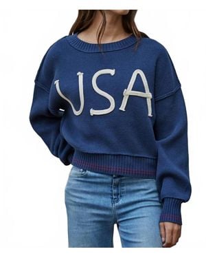 By Together Usa Long Sleeve Sweater - Blue
