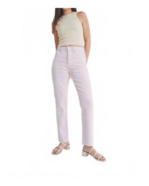 Just Black Denim High Rise Cut Off Cropped Straight Leg Jeans - Pink