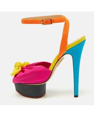 Charlotte Olympia Fabric Serena Bow Ankle Strap Platform Sandals - Pink