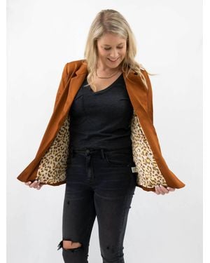 Skies Are Blue Ruched Blazer - Brown
