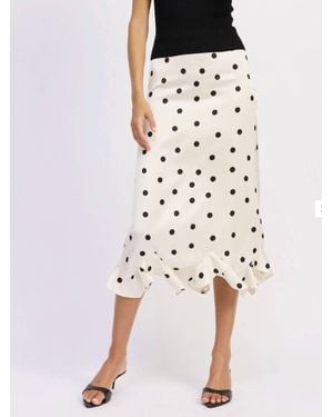 En Saison Satin Angle Ruffle Hem Maxi Skirt - White
